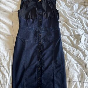 Sportmax Navy Button-Down Midi Dress